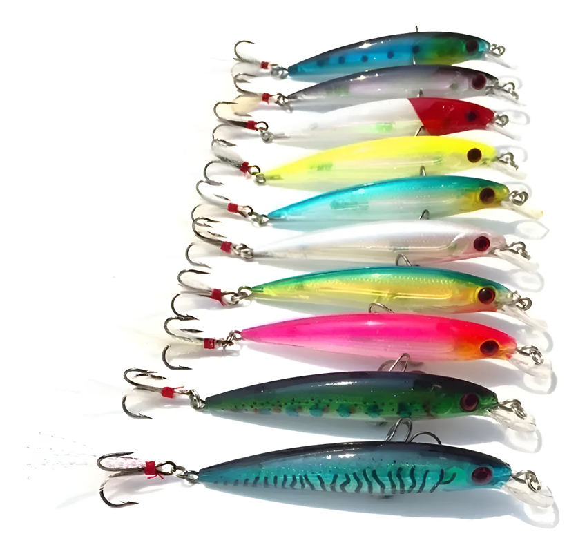 Kit 10 Isca Artificial Iscas Dourado Robalo Traira Tucunaré Cor Conforme As Fotos