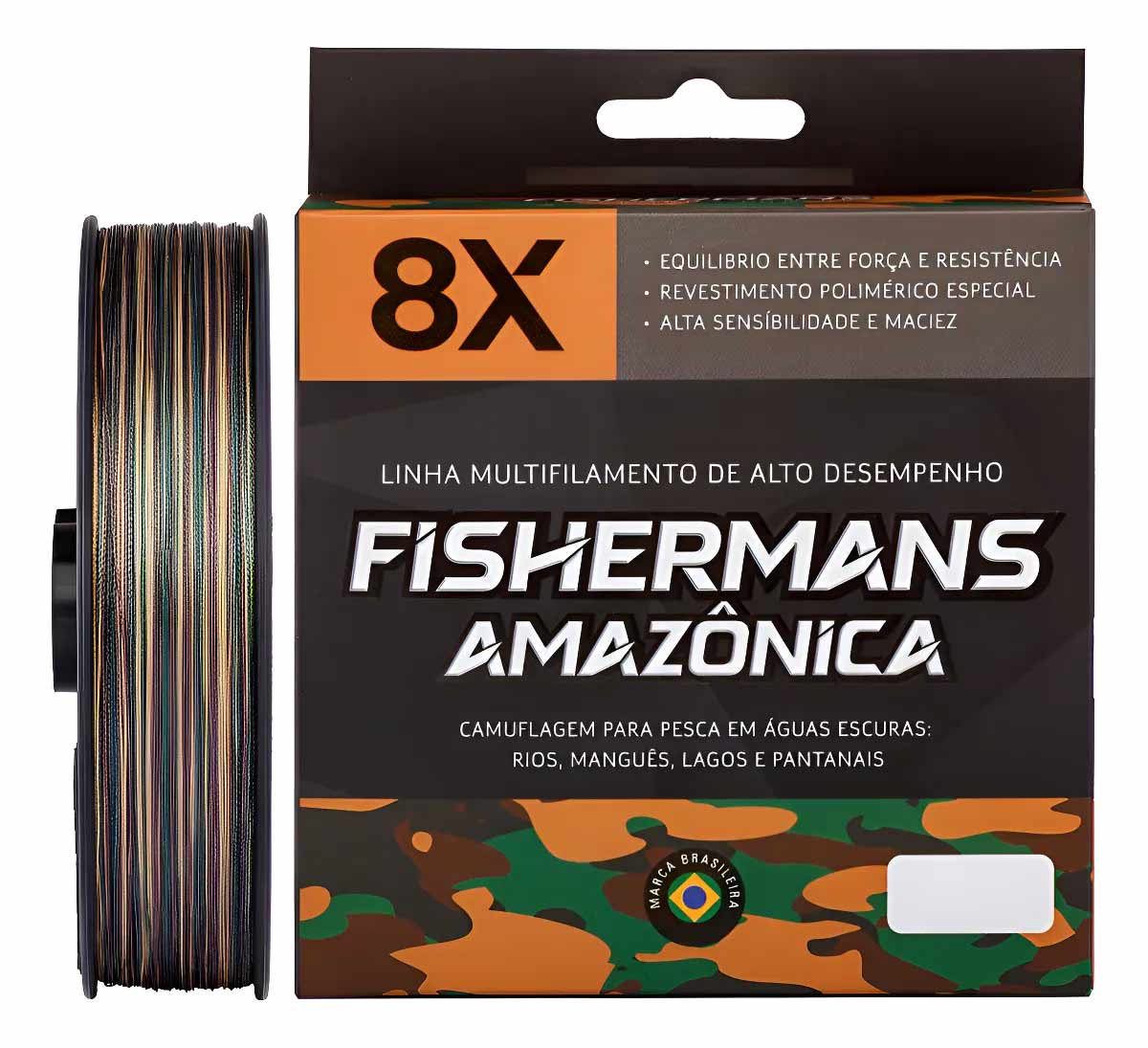 Linha Fishermans Camuflada 8x 300 Metros 0.20mm - 20 Libras Cor Marrom