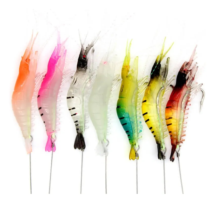 Kit 7 Iscas Camarão Artificiais Robalo Tucunaré Corvina - USADO